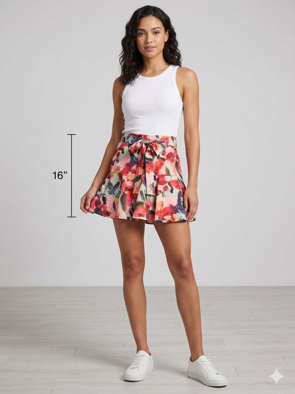 Arthur Jane Claire Floral Brushstroke Tie-Waist Skort - Pink Multi